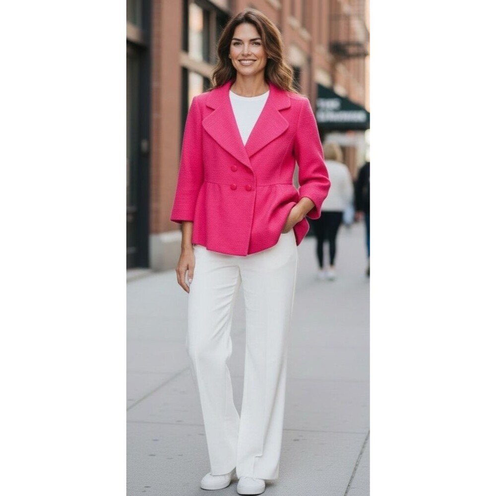 Classiques Entier womens crop summer 3/4 bell sleeve doublebreasted blazer sz XL